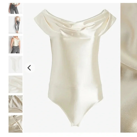 Off the Shoulder Bodysuit in Cream Color from Express - Picture 5 of 7
